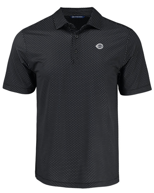 Cincinnati Reds Mono Cutter & Buck Pike Eco Shadow Check Print Recycled Mens Big & Tall Polo BL_MANN_HG 1