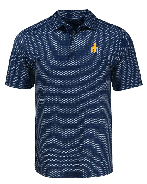 Seattle Mariners Cooperstown Cutter & Buck Pike Eco Shadow Check Print Recycled Mens Polo NVBU_MANN_HG 1