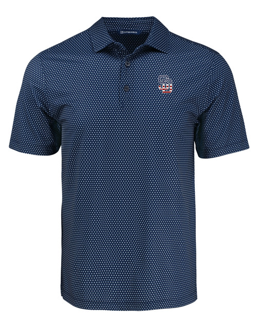 San Diego Padres Stars & Stripes Cutter & Buck Pike Eco Shadow Check Print Recycled Mens Polo NVBU_MANN_HG 1