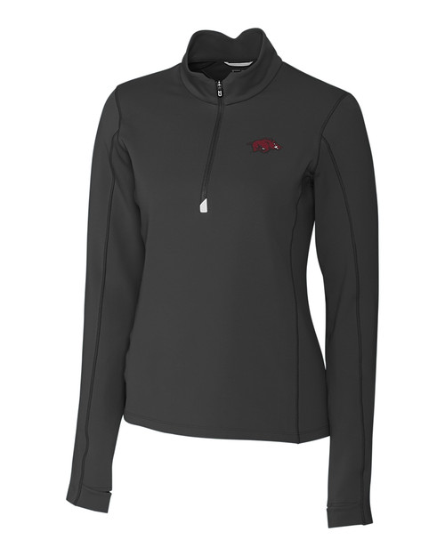 Arkansas Razorbacks Cutter & Buck Traverse Stretch Eco Quarter Zip Womens Pullover BL_MANN_HG 