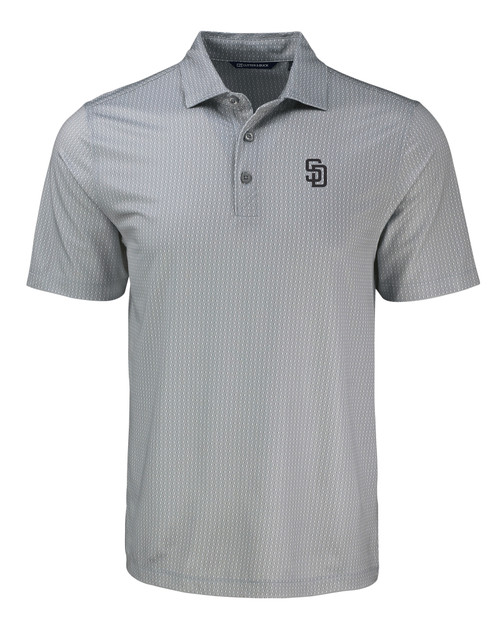 San Diego Padres Cutter & Buck Pike Eco Shadow Check Print Recycled Mens Polo POL_MANN_HG 1