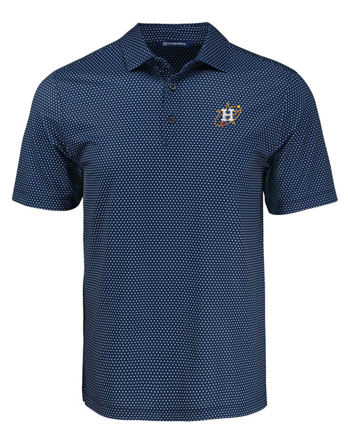 Houston Astros City Connect Cutter & Buck Pike Eco Shadow Check Print Recycled Mens Polo NVBU_MANN_HG 1