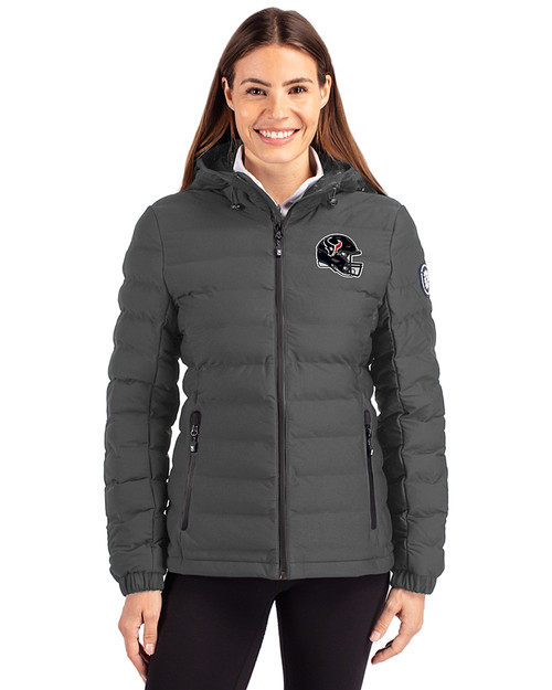 Houston Texans NFL Helmet Cutter & Buck Mission Ridge Repreve® Eco Insulated Womens Puffer Jacket Elemental Grey Front