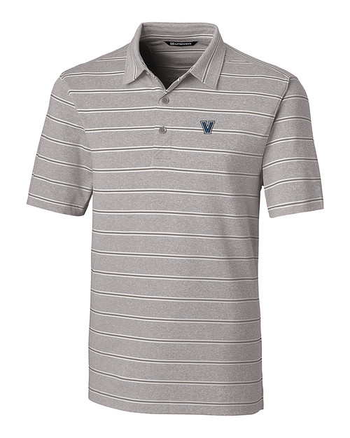 Villanova Wildcats Cutter & Buck Forge Epic Confidence Recycled Heathered Stripe Stretch Mens Polo Polished Medium Gray Mannequin