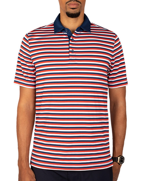 Cutter & Buck Mens Forge Polo Multi Stripe Man wearing Forge Polo Multi Stripe