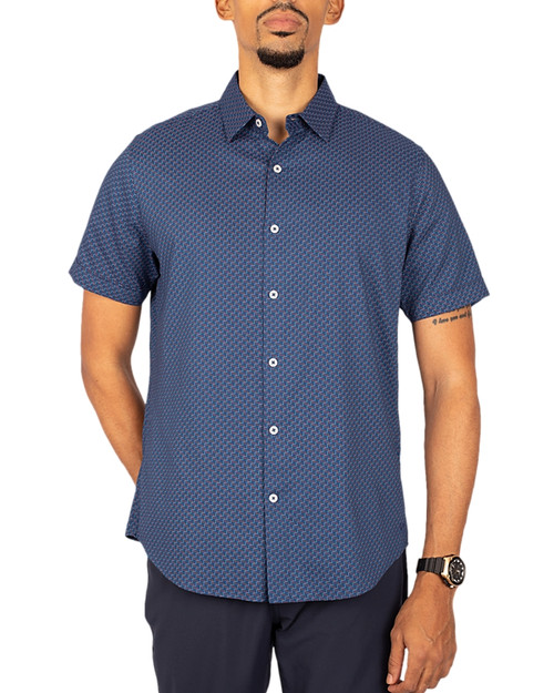 Cutter & Buck Windward Jigsaw Print Mens Short Sleeve Shirt - Cutter & Buck