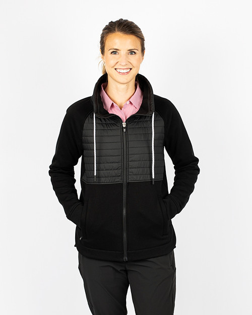 Cutter & Buck Womens Discovery Hybrid Solid Jacket Black Front