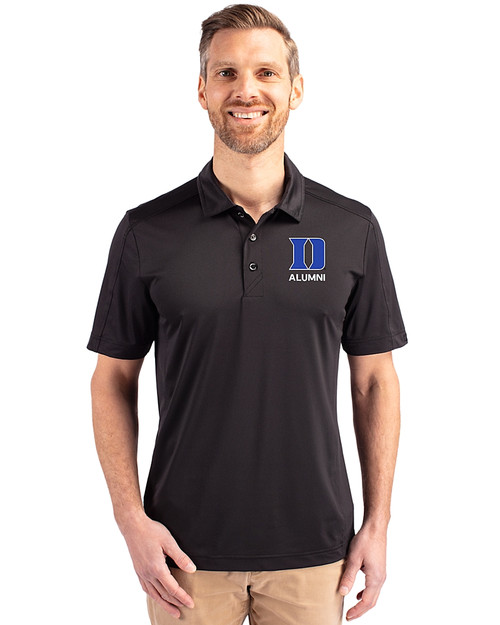 Duke Blue Devils Alumni Cutter & Buck Prospect Eco Textured Stretch Recycled Mens Big & Tall Polo Black Front