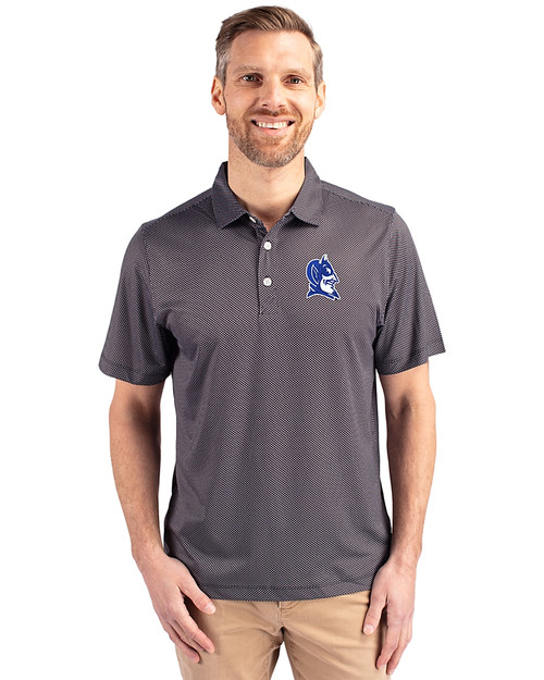 Duke Blue Devils - Cutter & Buck Pike Eco Symmetry Print Stretch Recycled Mens Big & Tall Polo Black/White Front