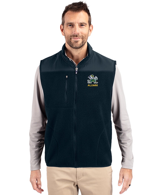 Notre Dame Fighting Irish Alumni - Cutter & Buck Cascade Eco Sherpa Mens Big and Tall Fleece Vest Navy Blue Front
