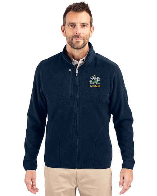 Notre Dame Fighting Irish Alumni - Cutter & Buck Cascade Eco Fleece Mens Full Zip Jacket Navy Blue Front