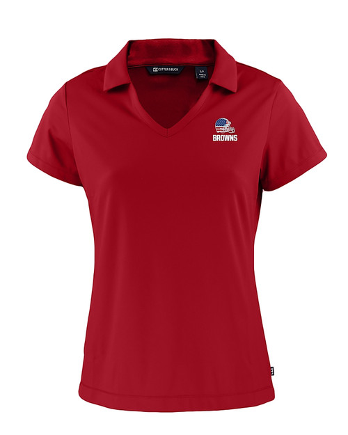 Cleveland Browns Americana Cutter & Buck Daybreak Eco Recycled Womens V-neck Polo Cardinal Red Mannequin