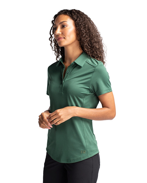 Stretch viscose cropped polo shirt