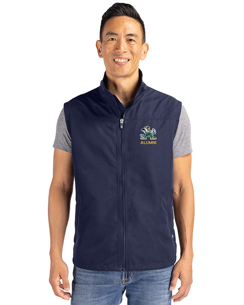 Notre Dame Fighting Irish Alumni - Cutter & Buck Charter Eco Recycled Mens Full-Zip Vest Navy Blue Front