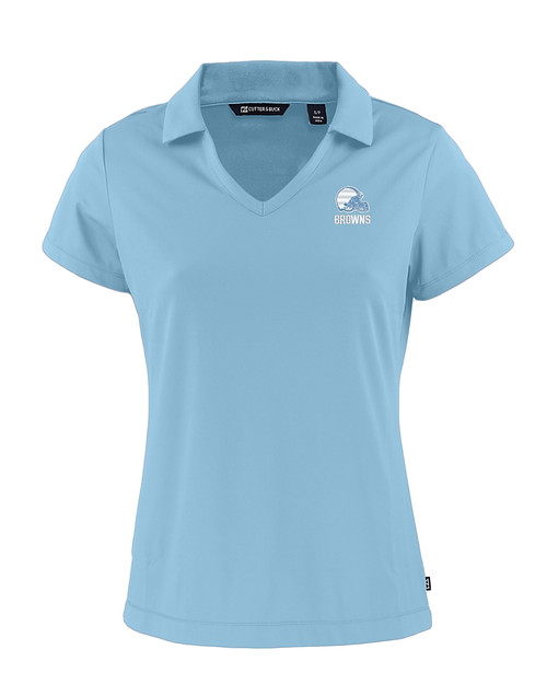 Cleveland Browns Mono Cutter & Buck Daybreak Eco Recycled Womens V-neck Polo Atlas Light Blue Mannequin