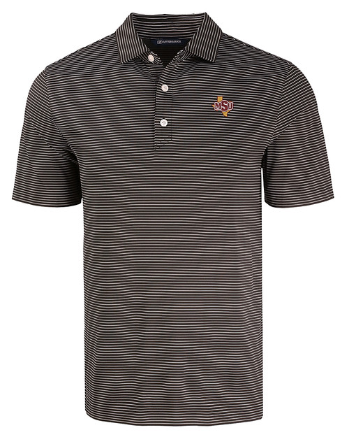Midwestern State Mustangs Cutter & Buck Forge Eco Fine Line Stripe Stretch  Recycled Mens Polo BLWH_MANN_HG 