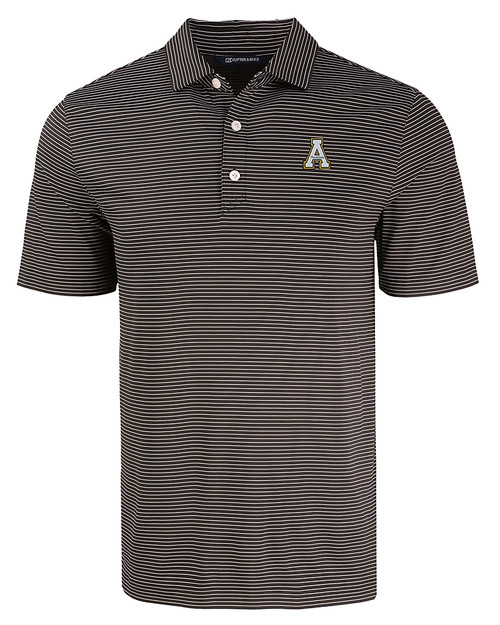 Appalachian State Mountaineers Cutter & Buck Forge Eco Fine Line Stripe Stretch  Recycled Mens Polo BLWH_MANN_HG 