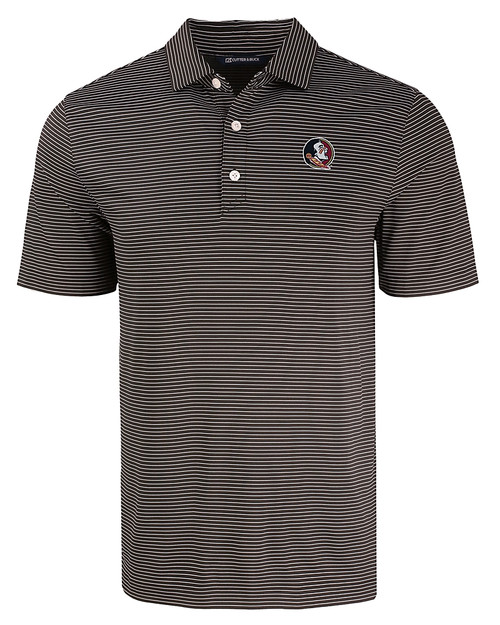 Florida State Seminoles Cutter & Buck Forge Eco Fine Line Stripe Stretch  Recycled Mens Polo BLWH_MANN_HG 
