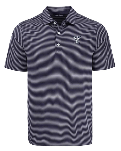 Yale Bulldogs Cutter & Buck Forge Eco Fine Line Stripe Stretch  Recycled Mens Polo NVBW_MANN_HG 