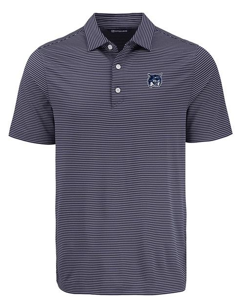 New Hampshire Wildcats College Vault Cutter & Buck Forge Eco Fine Line Stripe Stretch  Recycled Mens Polo NVBW_MANN_HG 
