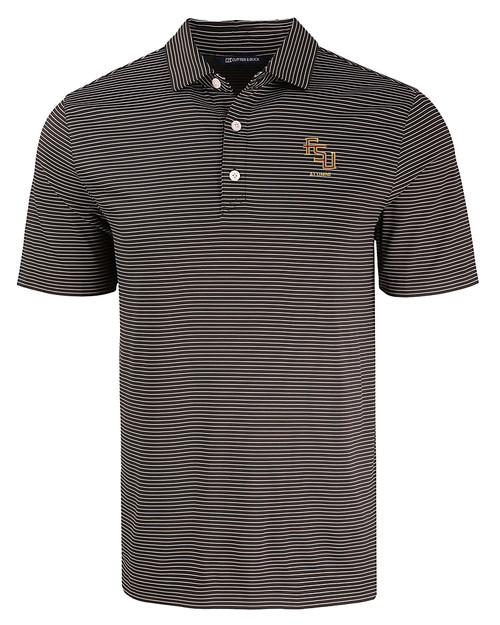 Florida State Seminoles Alumni Cutter & Buck Forge Eco Fine Line Stripe Stretch  Recycled Mens Polo BLWH_MANN_HG 
