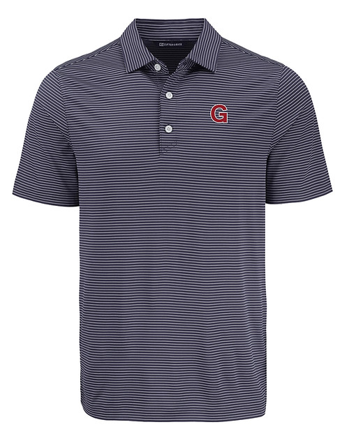 Gonzaga Bulldogs College Vault Cutter & Buck Forge Eco Fine Line Stripe Stretch  Recycled Mens Polo NVBW_MANN_HG 