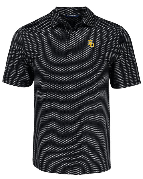 Baylor Bears Cutter & Buck Pike Eco Shadow Check Print Recycled Mens Big & Tall Polo BL_MANN_HG 