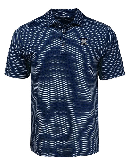 Xavier Musketeers Cutter & Buck Pike Eco Shadow Check Print Recycled Mens Big & Tall Polo NVBU_MANN_HG 