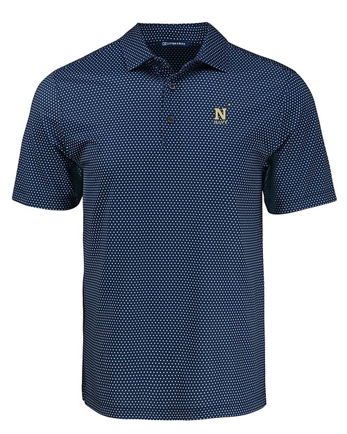 Navy Midshipmen Cutter & Buck Pike Eco Shadow Check Print Recycled Mens Big & Tall Polo NVBU_MANN_HG 