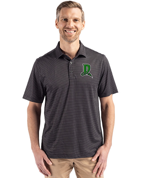 Dayton Dragons Cutter & Buck Pike Eco Shadow Check Print Recycled Mens Big & Tall Polo Black Front