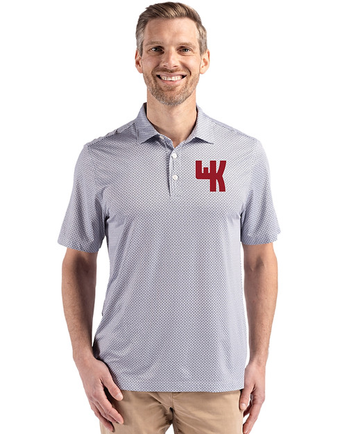 Western Kentucky Hilltoppers College Vault Cutter & Buck Pike Eco Diamond Dot Print Recycled Mens Big & Tall Polo Black Front