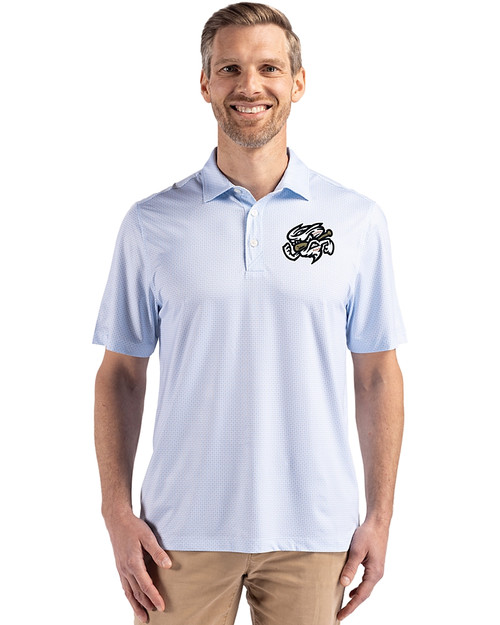 Omaha Storm Chasers Cutter & Buck Pike Eco Diamond Dot Print Recycled Mens Big & Tall Polo Atlas Light Blue Front