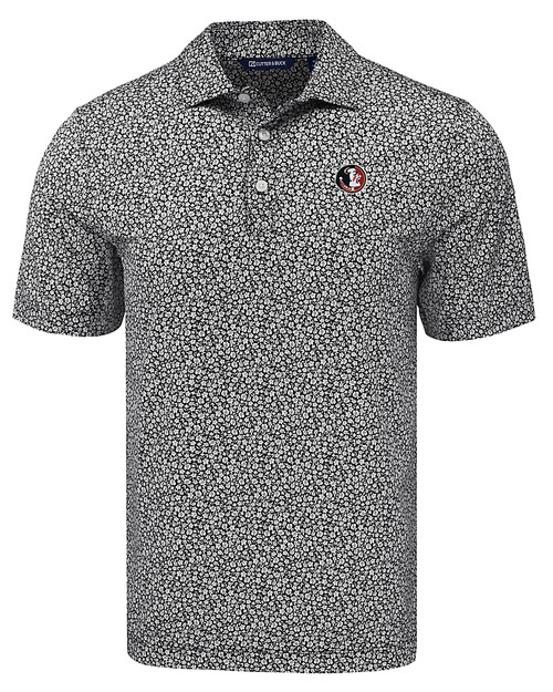Florida State Seminoles College Vault Cutter & Buck Pike Eco Flora Print Recycled Mens Big & Tall Polo BL_MANN_HG 