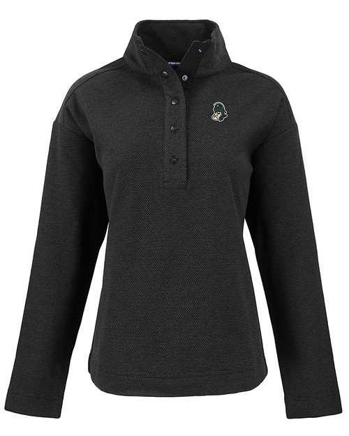 Michigan State Spartans College Vault Cutter & Buck Hunts Point Eco Textured Fleece Recycled Womens Snap Pullover BL_MANN_HG 