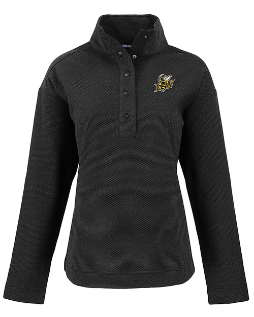 Baldwin Wallace Yellow Jackets Cutter & Buck Hunts Point Eco Textured Fleece Recycled Womens Snap Pullover BL_MANN_HG 