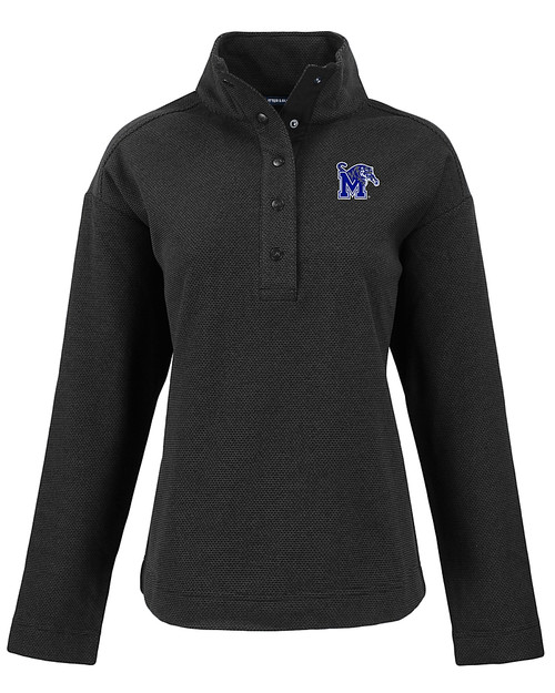 Memphis Tigers Cutter & Buck Hunts Point Eco Textured Fleece Recycled Womens Snap Pullover BL_MANN_HG 