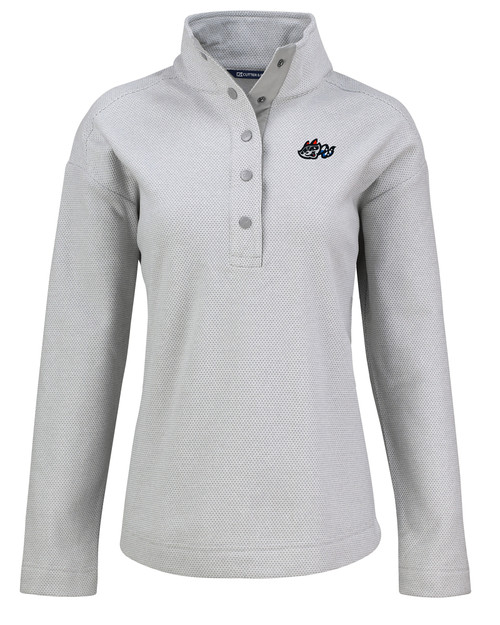 Rocket City Trash Pandas Cutter & Buck Hunts Point Eco Textured Fleece Recycled Womens Snap Pullover POL_MANN_HG 1