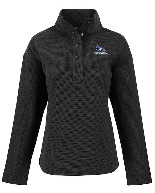 Creighton Bluejays Cutter & Buck Hunts Point Eco Textured Fleece Recycled Womens Snap Pullover BL_MANN_HG 