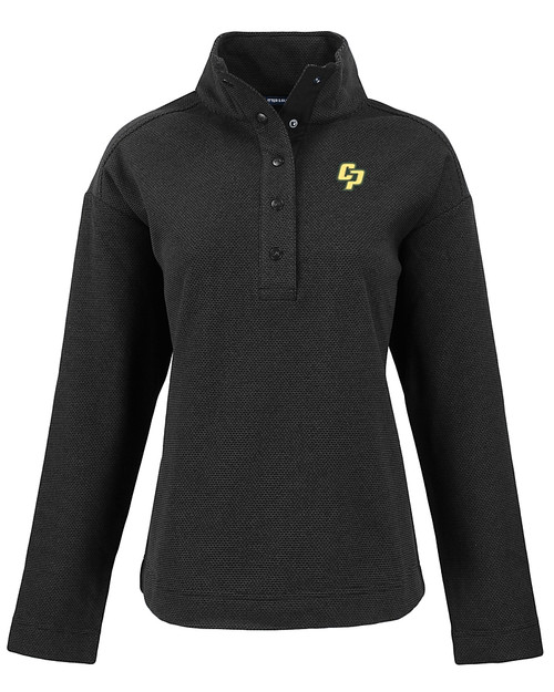 Cal Poly Mustangs Cutter & Buck Hunts Point Eco Textured Fleece Recycled Womens Snap Pullover BL_MANN_HG 