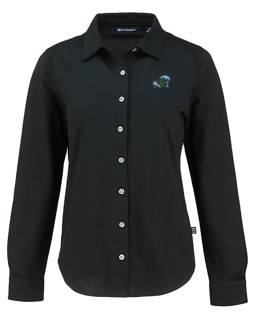 Tulane Green Wave Cutter & Buck Advantage Tri-Blend Eco Soft Pique Long Sleeve Knitted Womens Button Up BL_MANN_HG 