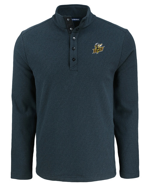 Baldwin Wallace Yellow Jackets Cutter & Buck Hunts Point Eco Textured Fleece Recycled Mens Snap Pullover BL_MANN_HG 