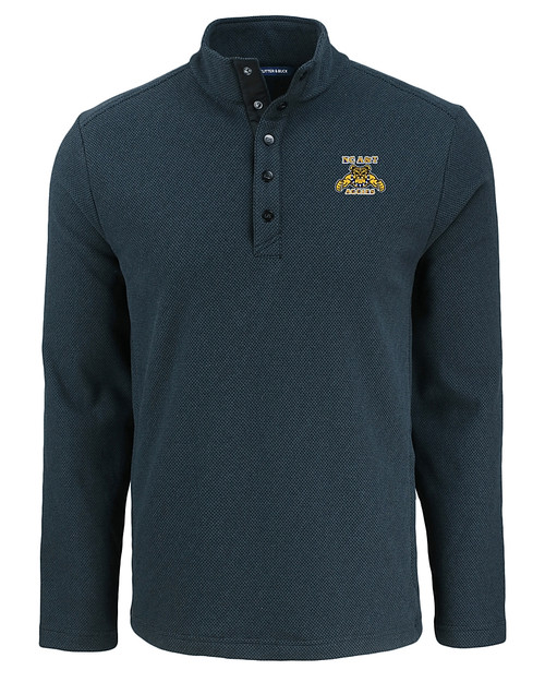 North Carolina A&T Aggies Cutter & Buck Hunts Point Eco Textured Fleece Recycled Mens Snap Pullover BL_MANN_HG 