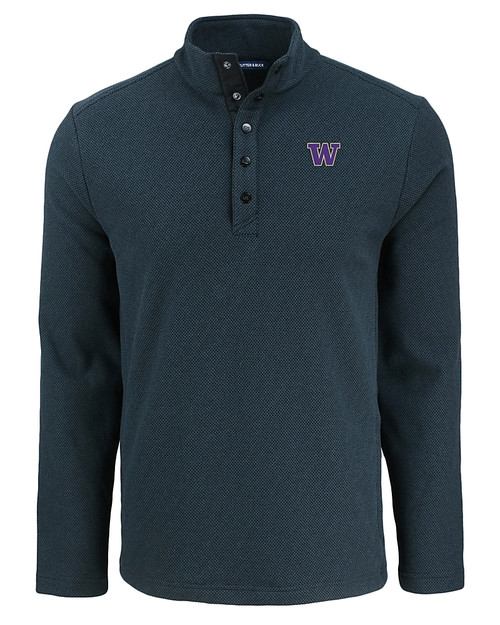 Washington Huskies Cutter & Buck Hunts Point Eco Textured Fleece Recycled Mens Snap Pullover BL_MANN_HG 