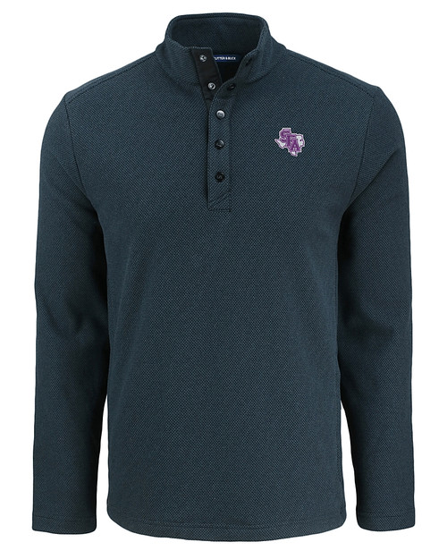 Stephen F Austin Lumberjacks Cutter & Buck Hunts Point Eco Textured Fleece Recycled Mens Snap Pullover BL_MANN_HG 