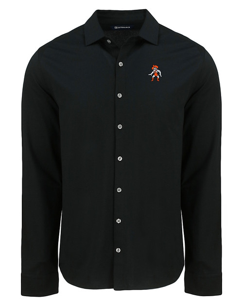 Oklahoma State Cowboys Wrestling Pete Cutter & Buck Advantage Tri-Blend Eco Soft Pique Long Sleeve Knitted Mens Button Up BL_MANN_HG 