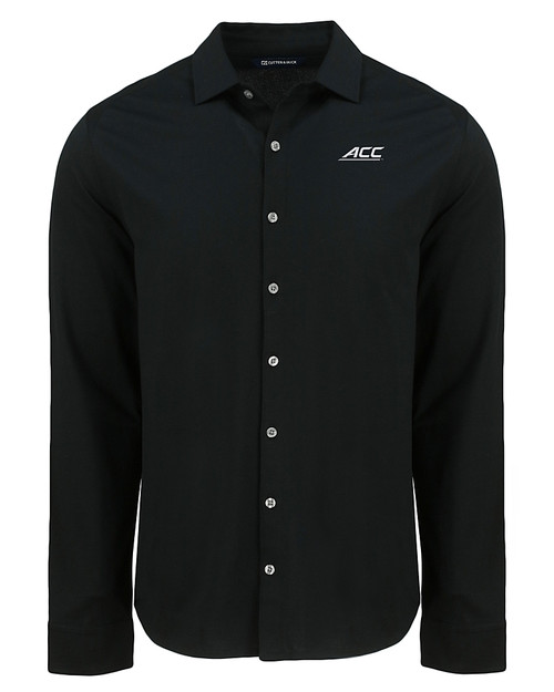 ACC Conference Cutter & Buck Advantage Tri-Blend Eco Soft Pique Long Sleeve Knitted Mens Button Up BL_MANN_HG 