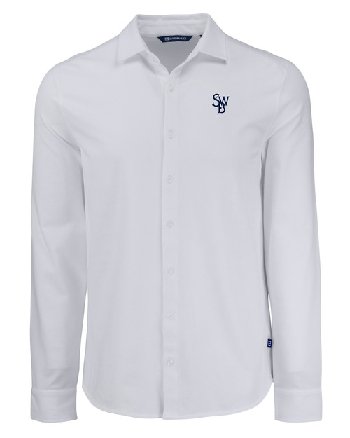 Scranton/Wilkes-Barre RailRiders Cutter & Buck Advantage Tri-Blend Eco Soft Pique Long Sleeve Knitted Mens Button Down WH_MANN_HG 1
