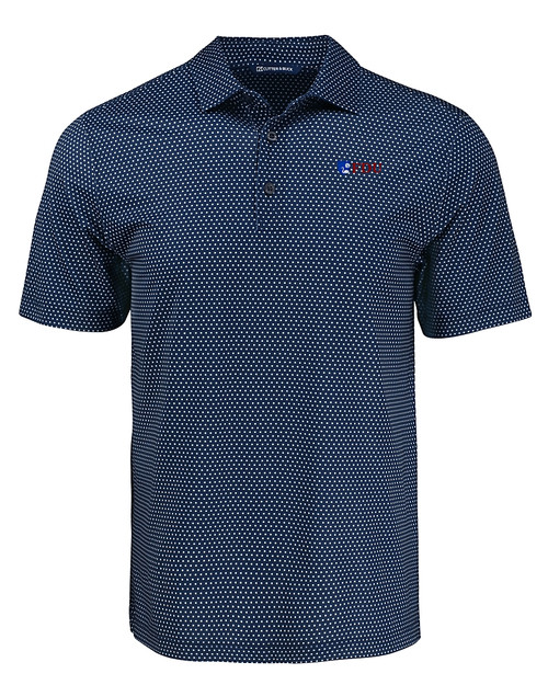 Fairleigh Dickinson Knights Cutter & Buck Pike Eco Shadow Check Print Recycled Mens Polo NVBU_MANN_HG 