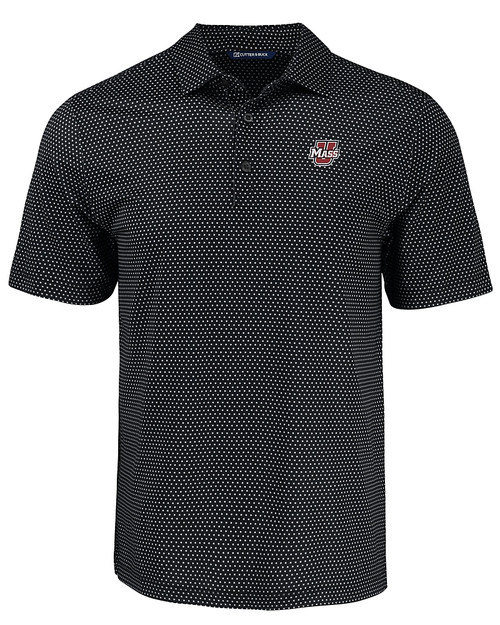Umass Minutemen Cutter & Buck Pike Eco Shadow Check Print Recycled Mens Polo BL_MANN_HG 