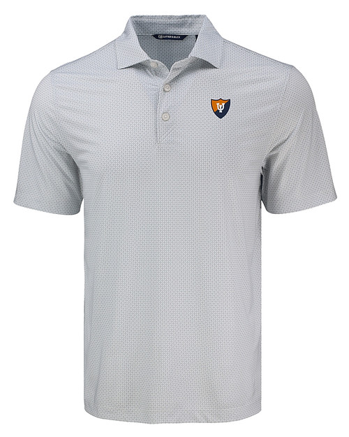 Illinois Fighting Illini College Vault Cutter & Buck Pike Eco Diamond Dot Print Recycled Mens Polo POL_MANN_HG 
